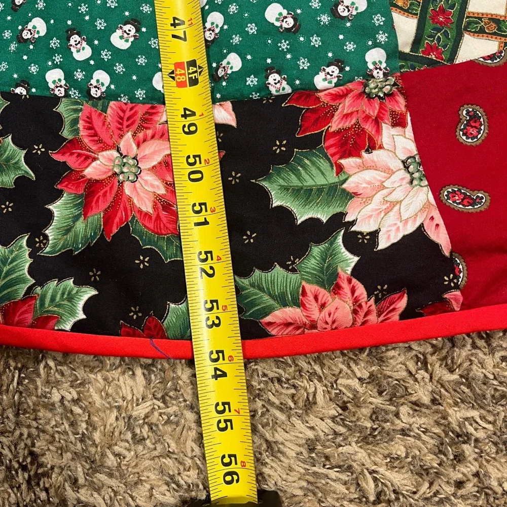 Handmade Christmas Tree‎ Skirt 54in Multicolor Patchwork Quilted Holiday